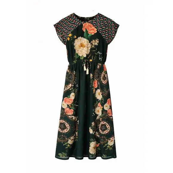 FARM Rio Delicate Tapestry Floral Midi Dress Medium - Picture 2 of 7